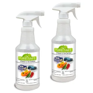 Puresafe Organic Sanitizer Kills 99.9% of Bacteria and Viruses. 2 -32oz.