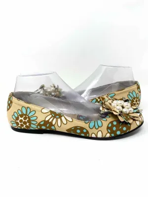 rada Women's brown/Turq. Ballet Floral Italy Size 38/8 Flats