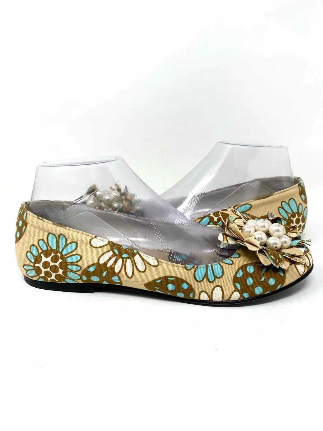 rada Women's brown/Turq. Ballet Floral Italy Size 38/8 Flats