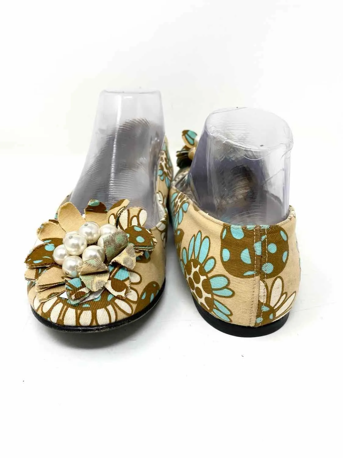 rada Women's brown/Turq. Ballet Floral Italy Size 38/8 Flats