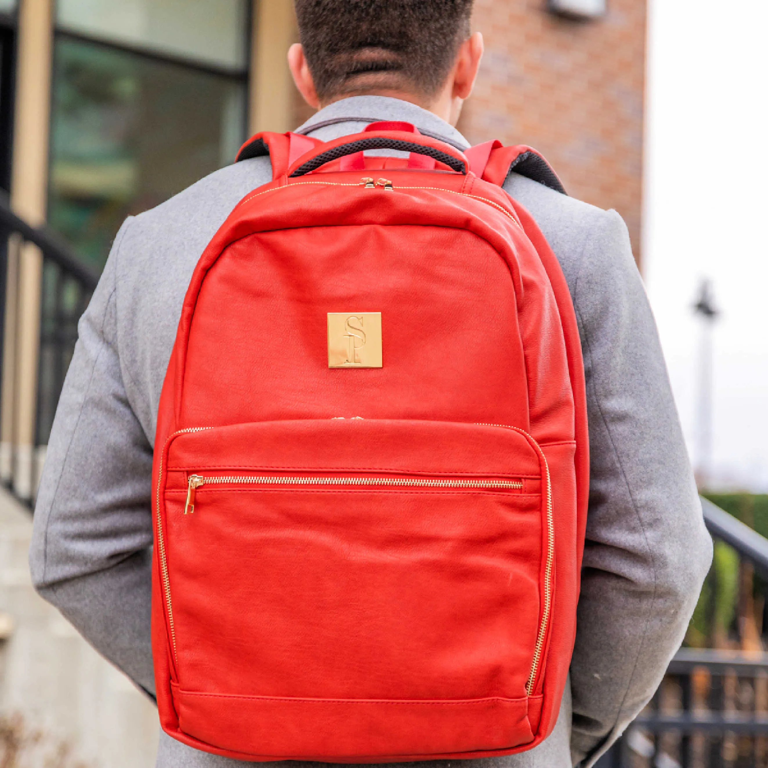 Red Tumbled Leather Daily Commuter Bag