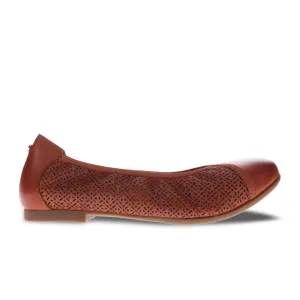 Revere Nairobi Ballet Flat (Women) - Cognac Lazer