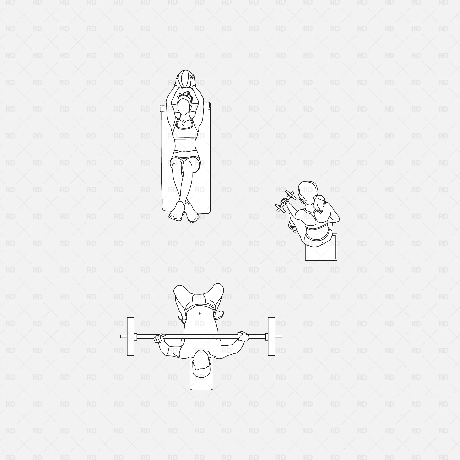 Revit 2D People at the Gym (30 Figures)