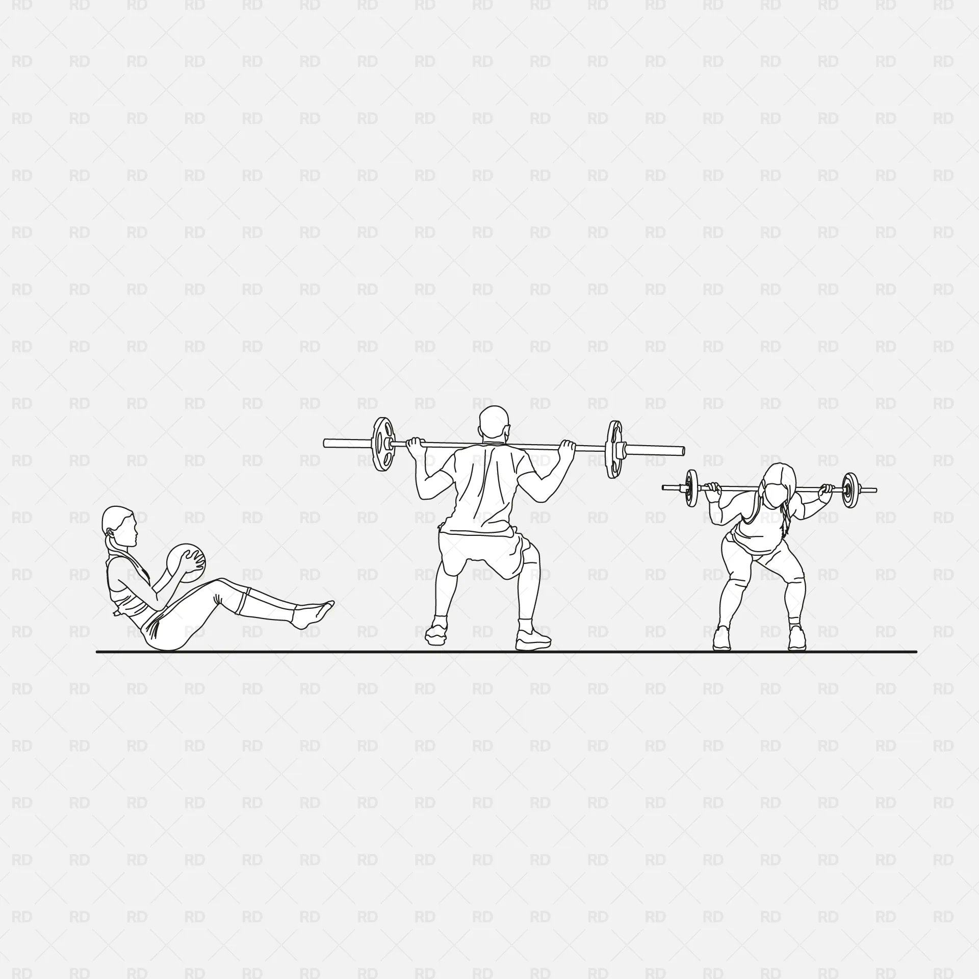 Revit 2D People at the Gym (30 Figures)