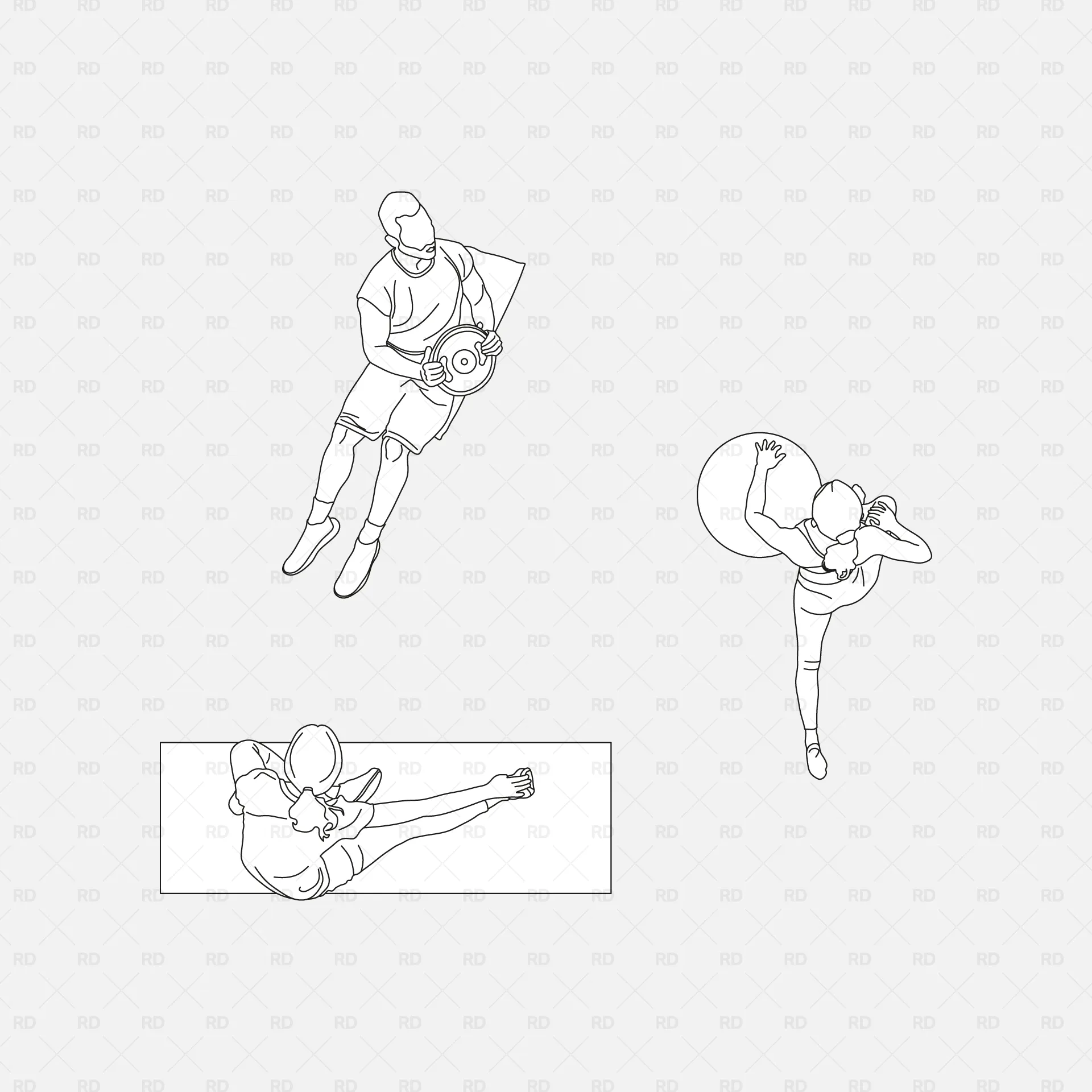 Revit 2D People at the Gym (30 Figures)