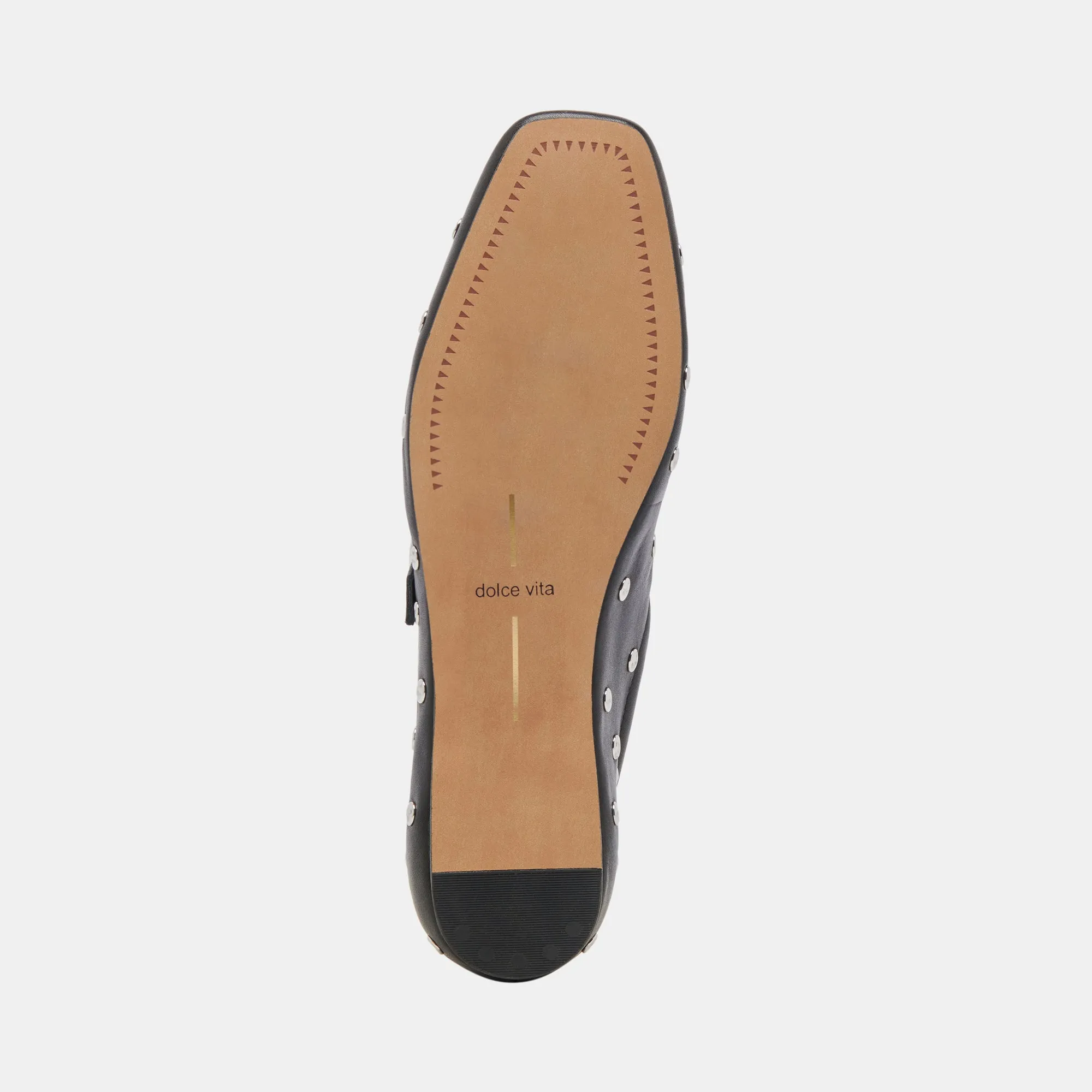 REYES STUD BALLET FLATS BLACK LEATHER