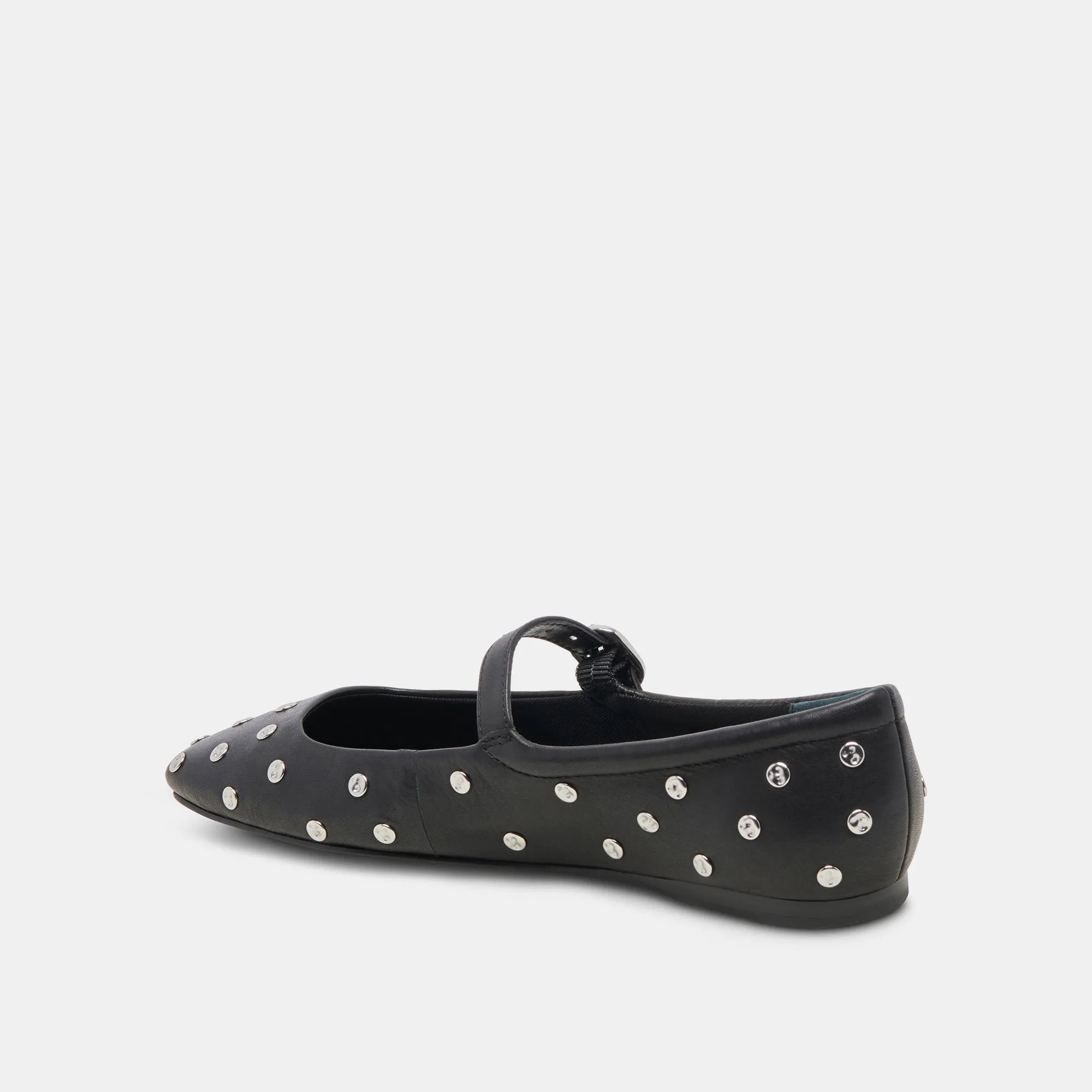 REYES STUD BALLET FLATS BLACK LEATHER