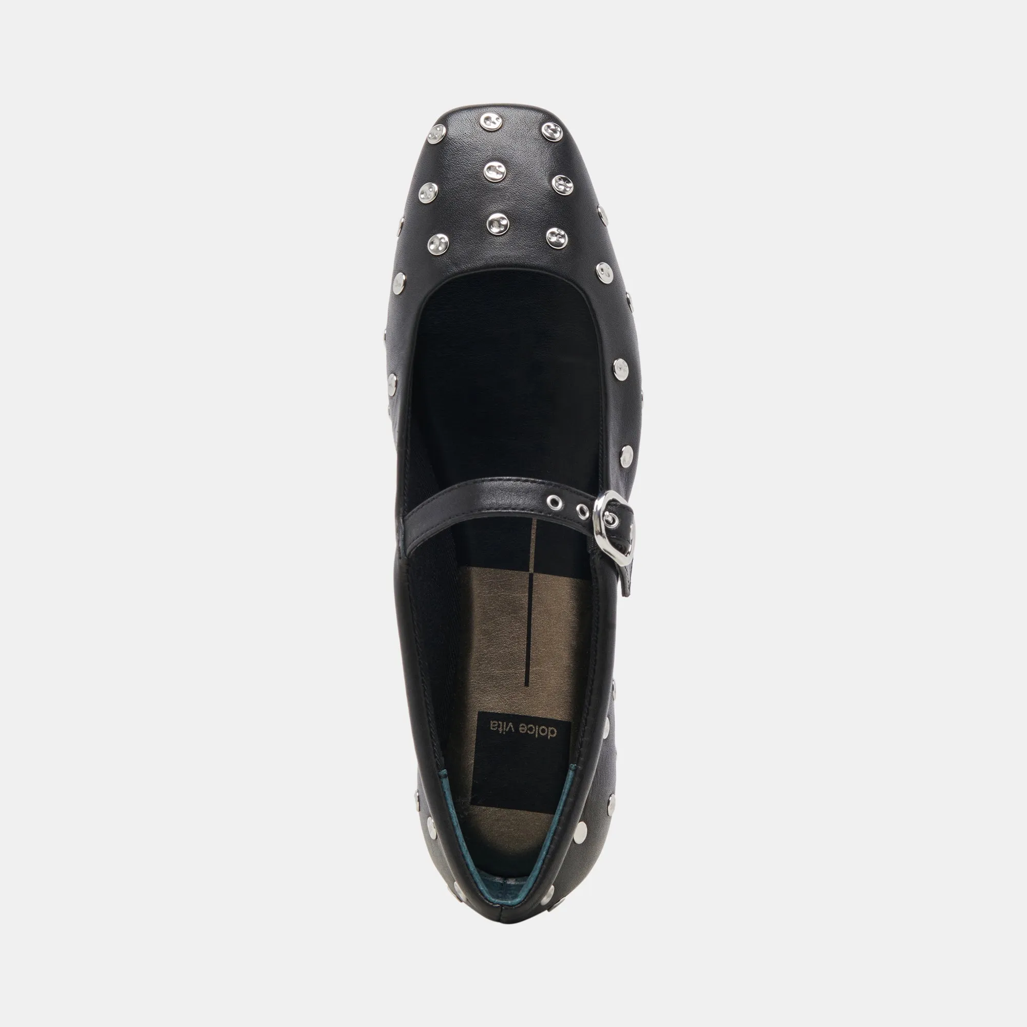 REYES STUD BALLET FLATS BLACK LEATHER