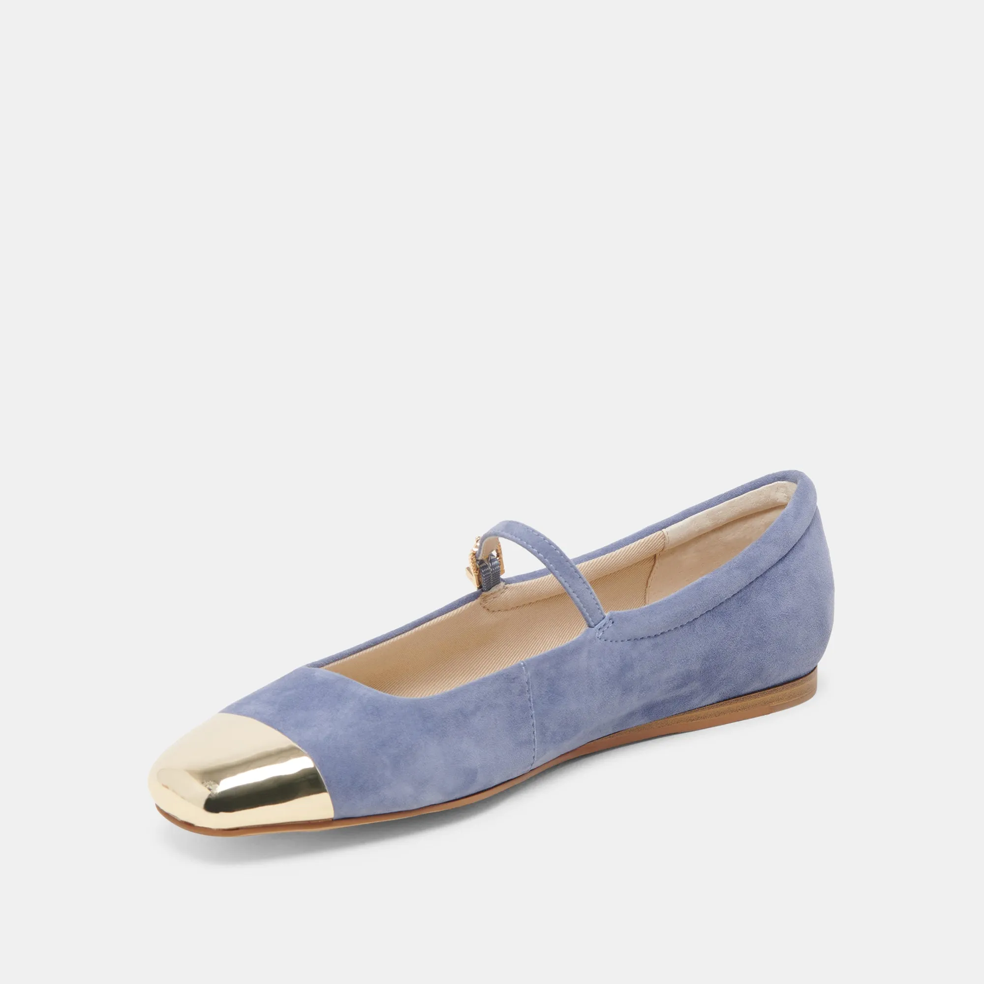 REYES TOE CAP BALLET FLATS BLUEBELL SUEDE