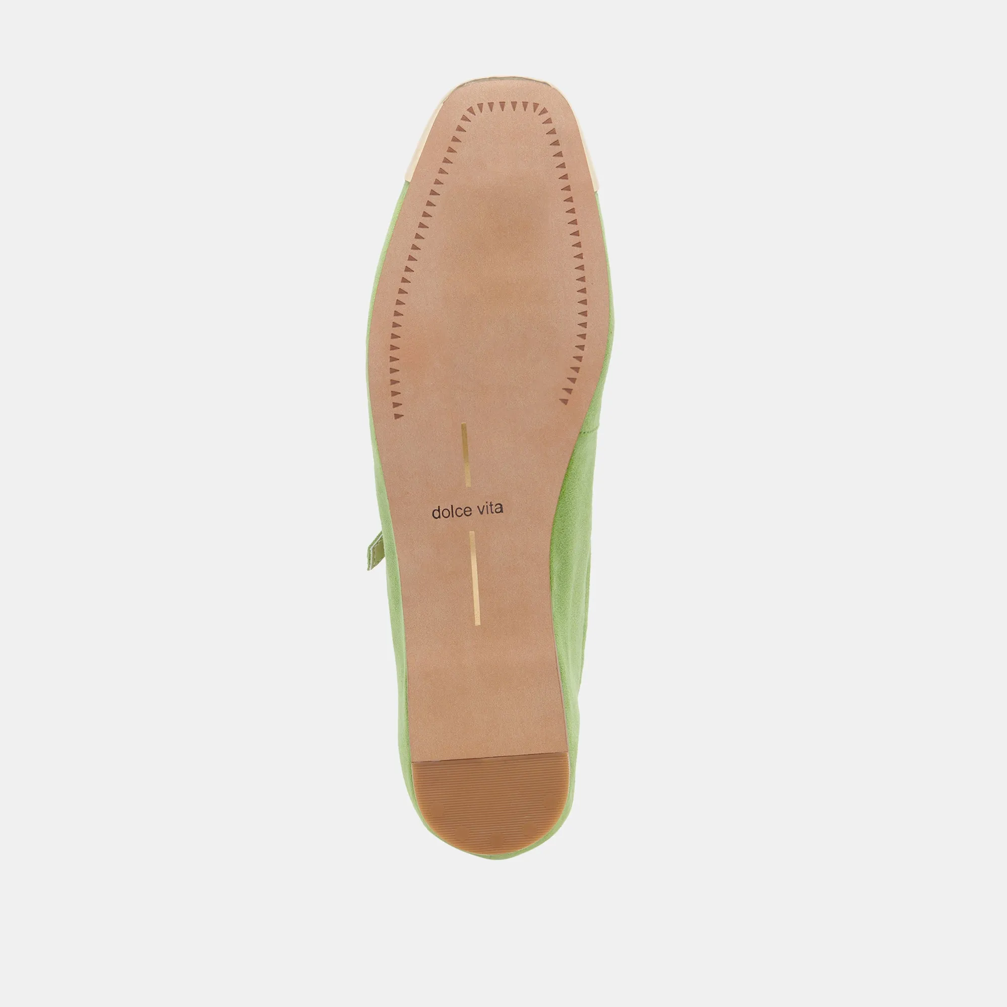 REYES TOE CAP BALLET FLATS LIME SUEDE