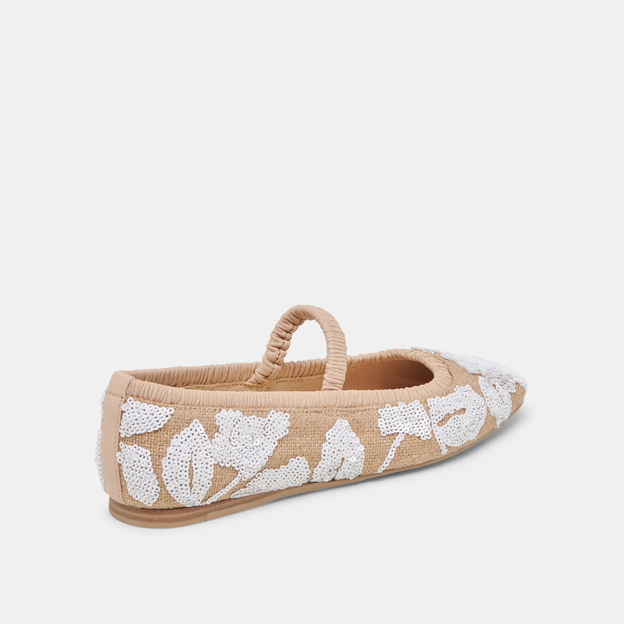 RHODIE BALLET FLATS NATURAL MULTI FLORAL SEQUIN