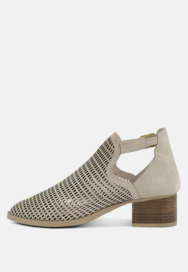 ROSALYN Beige Block Heeled Cut-Out Sandal