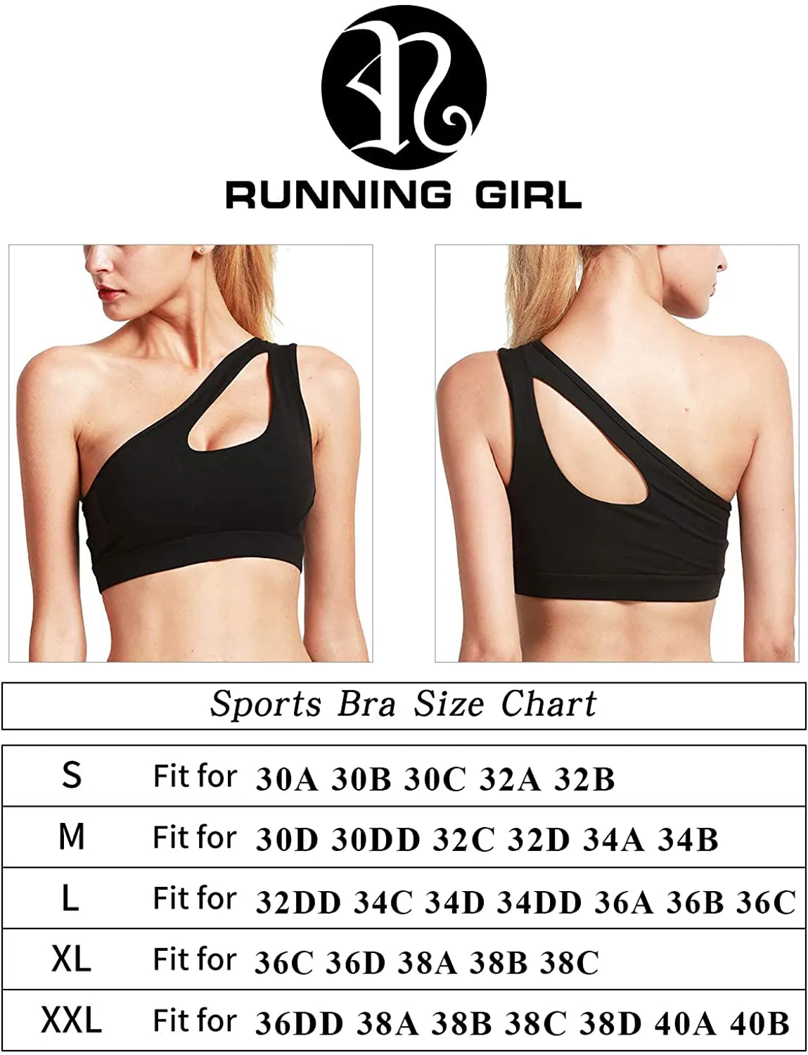 RUNNING GIRL One Shoulder Sports Bra Removable Padded Yoga Top Post-Surgery Wirefree Sexy Cute Medium Support