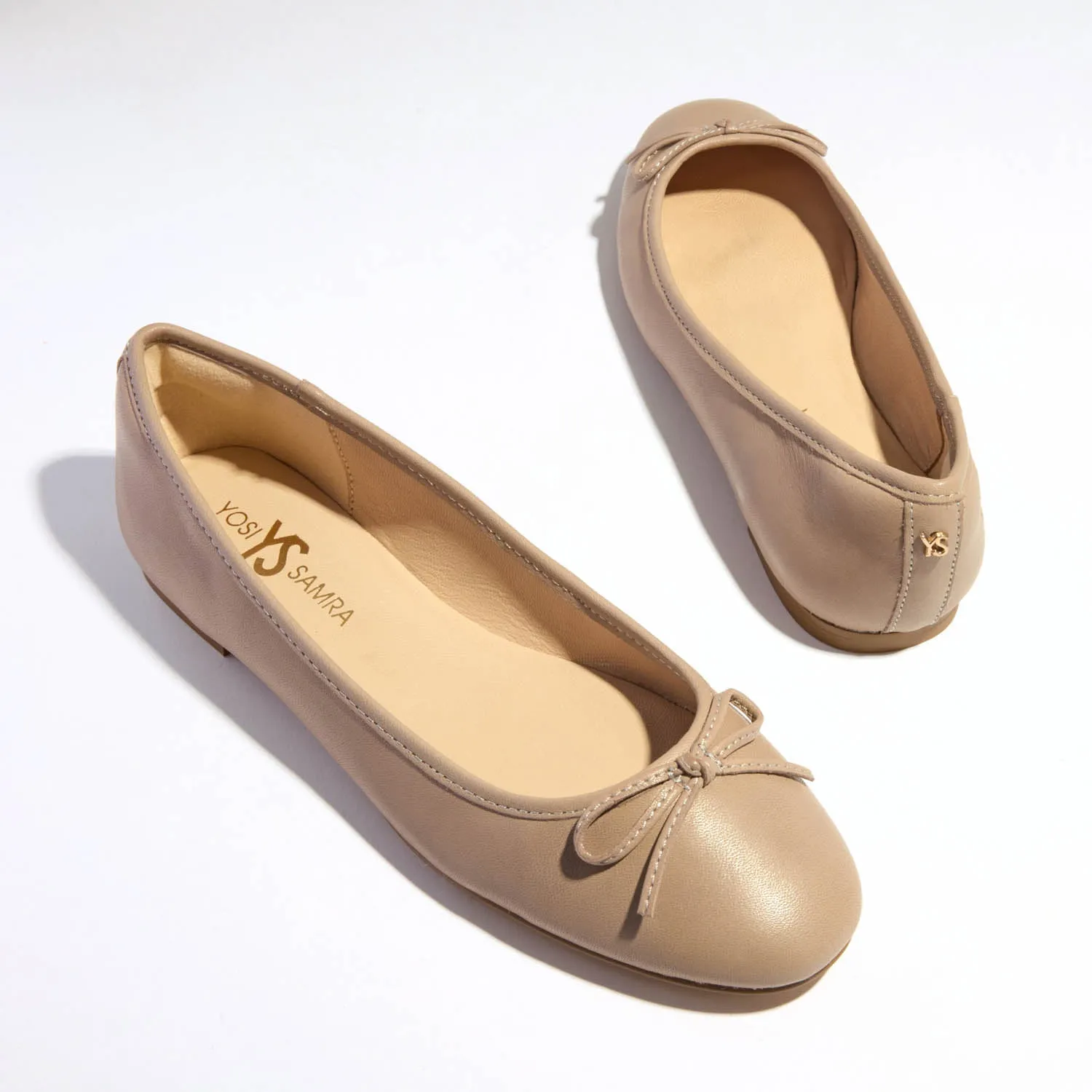 Sadie Ballet Flat in Taupe Leather