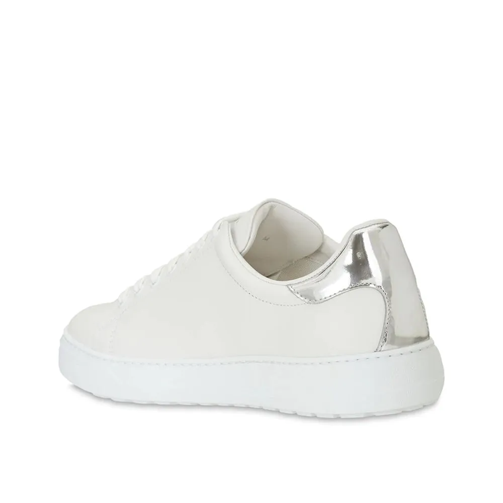 Salvatore Ferragamo Men's Gancini Logo Leather Lace-up Sneaker in White and Silver