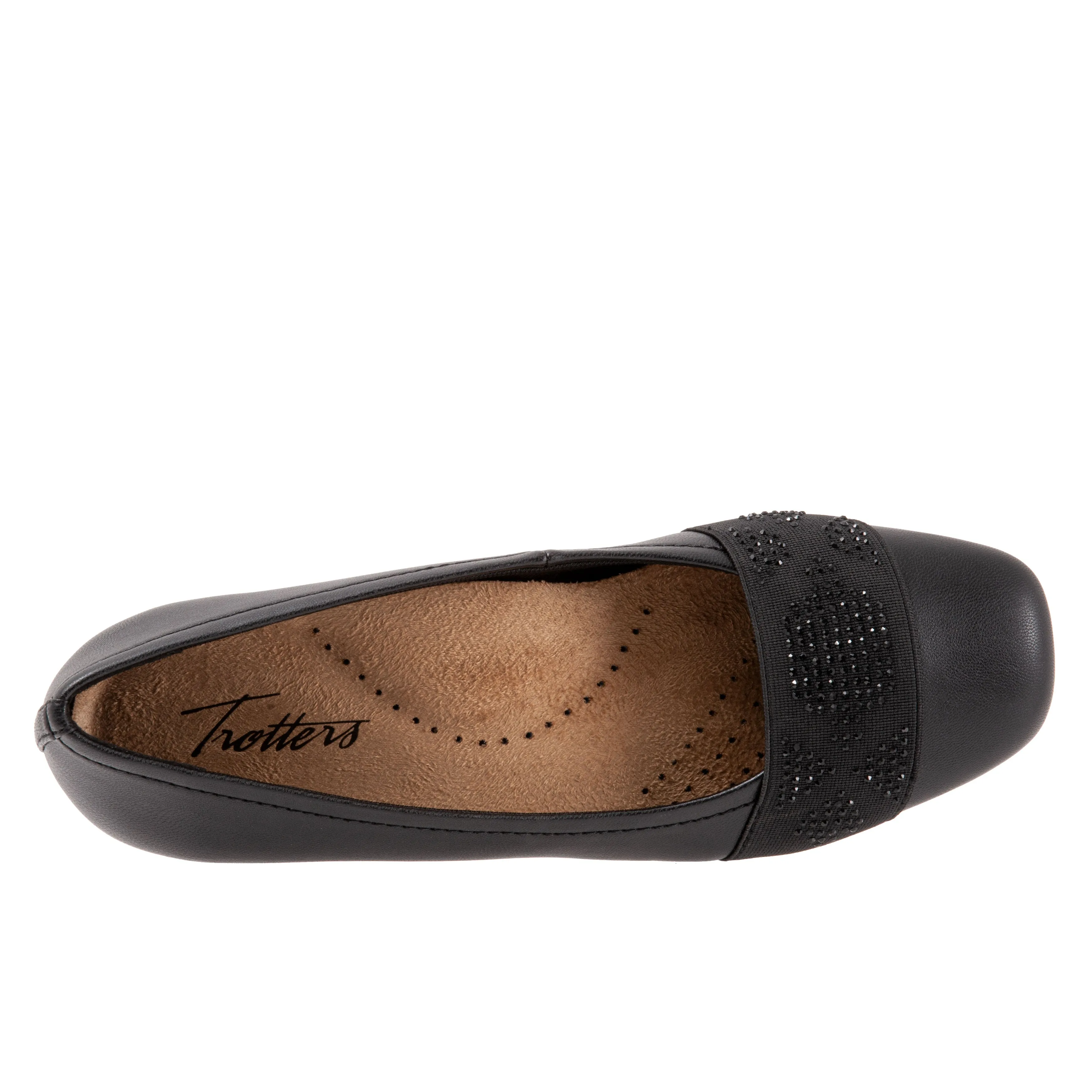 Samantha 030 Black Gem Ballet Flat Shoes