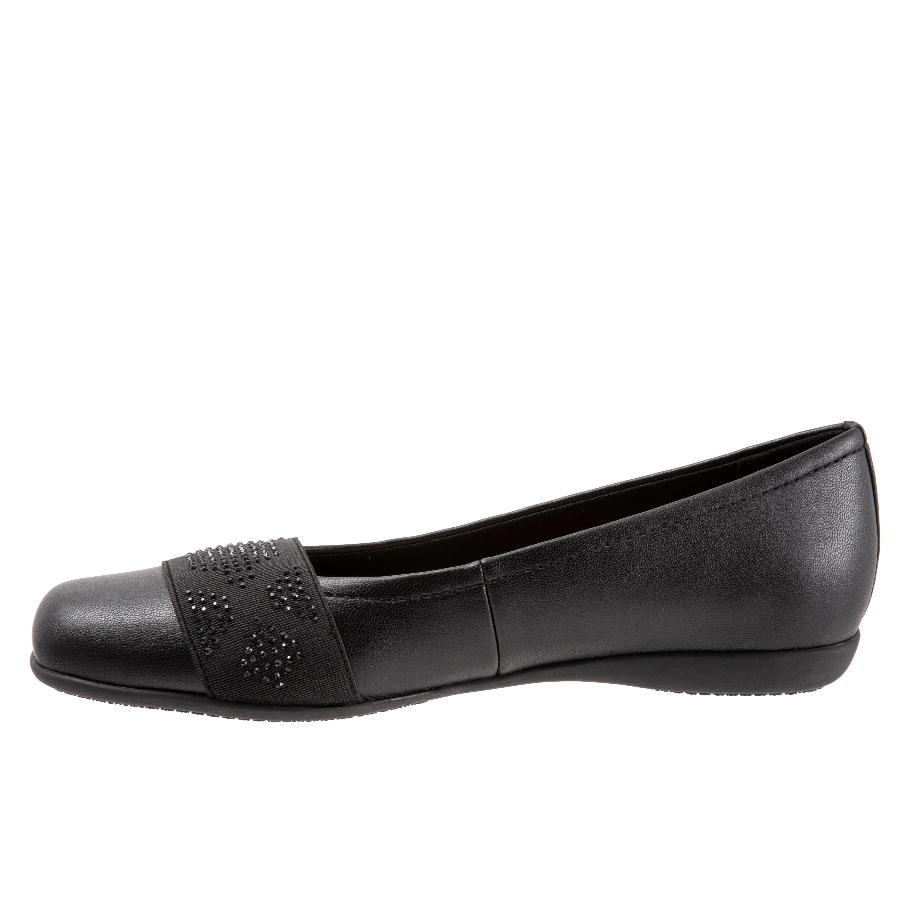 Samantha 030 Black Gem Ballet Flat Shoes