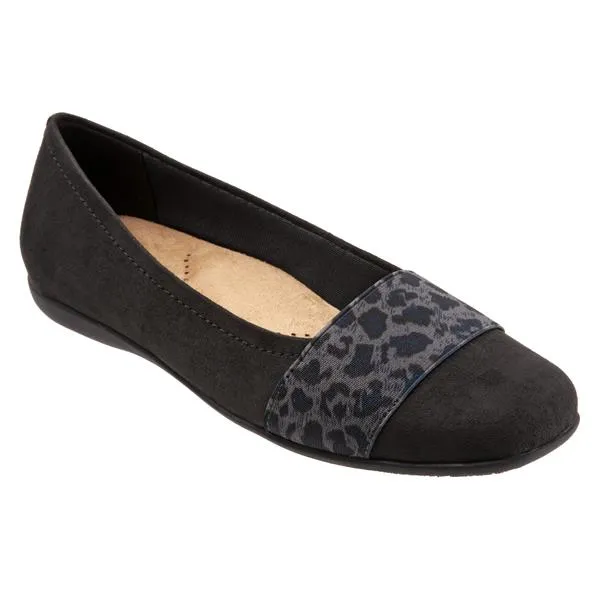 Samantha 081 Black Micro Cheetah Ballet Flat Shoes