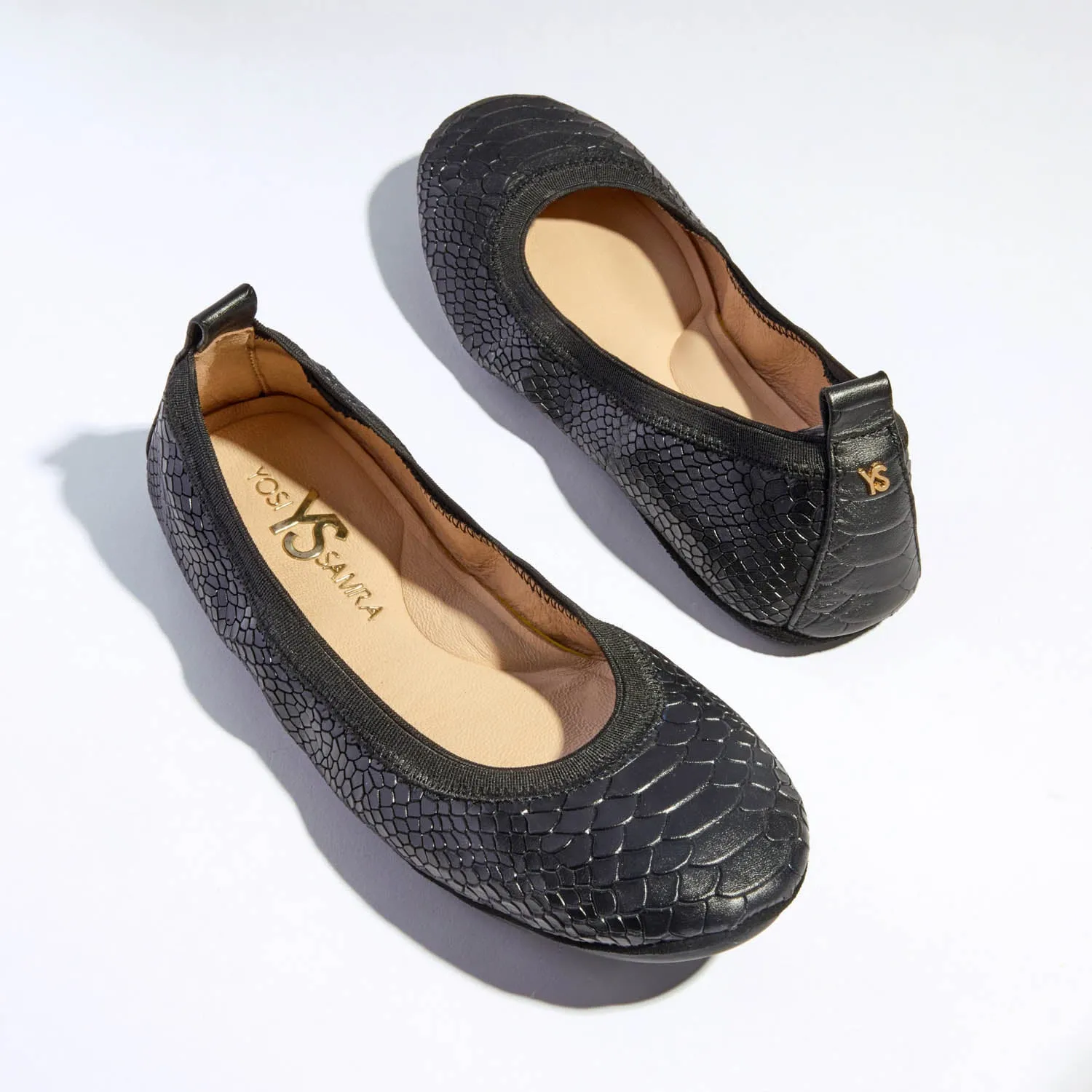 Samara Foldable Ballet Flat in Black Python