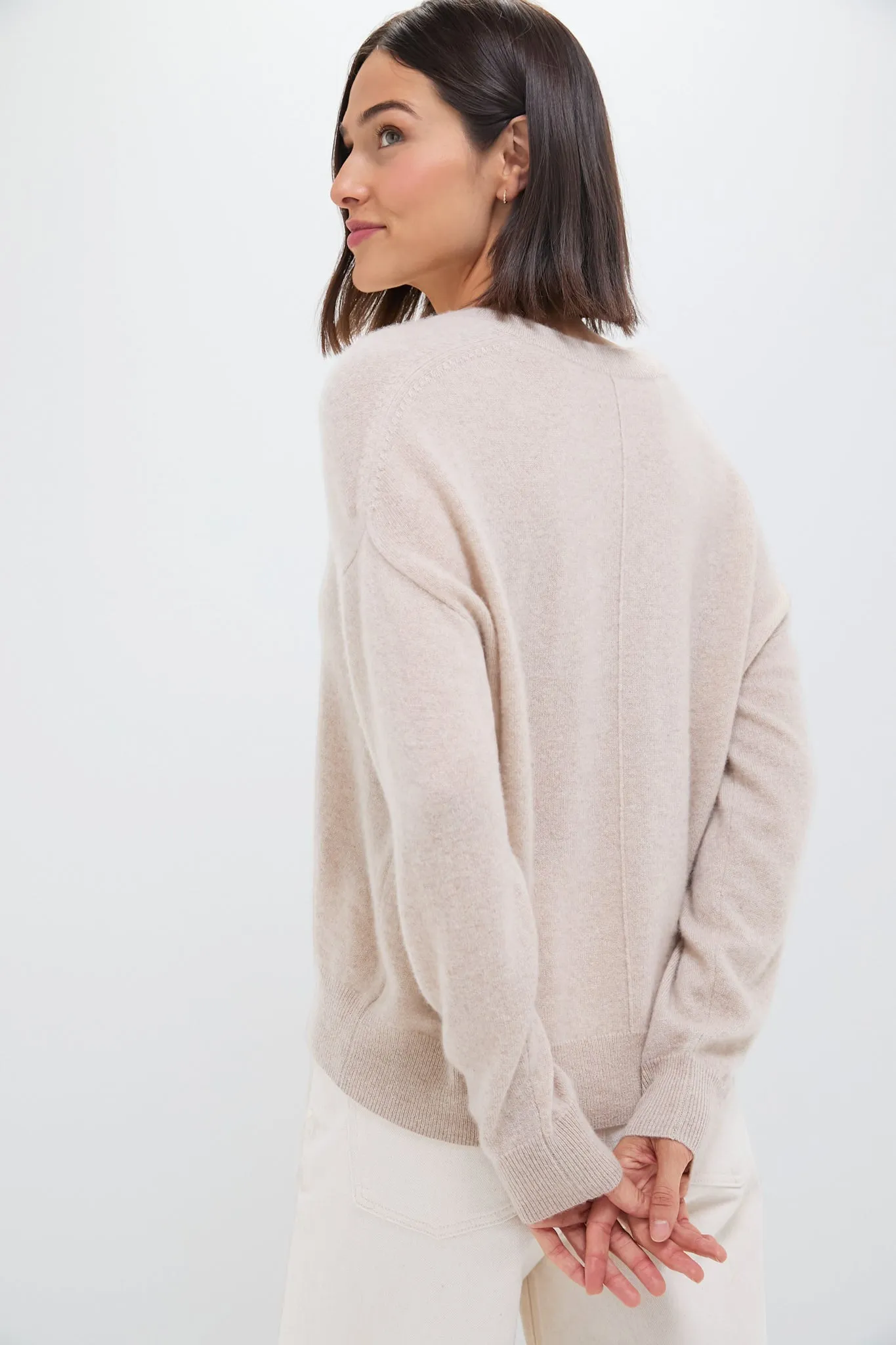 Sandstone Cashmere Emma V-Neck Boyfriend Sweater