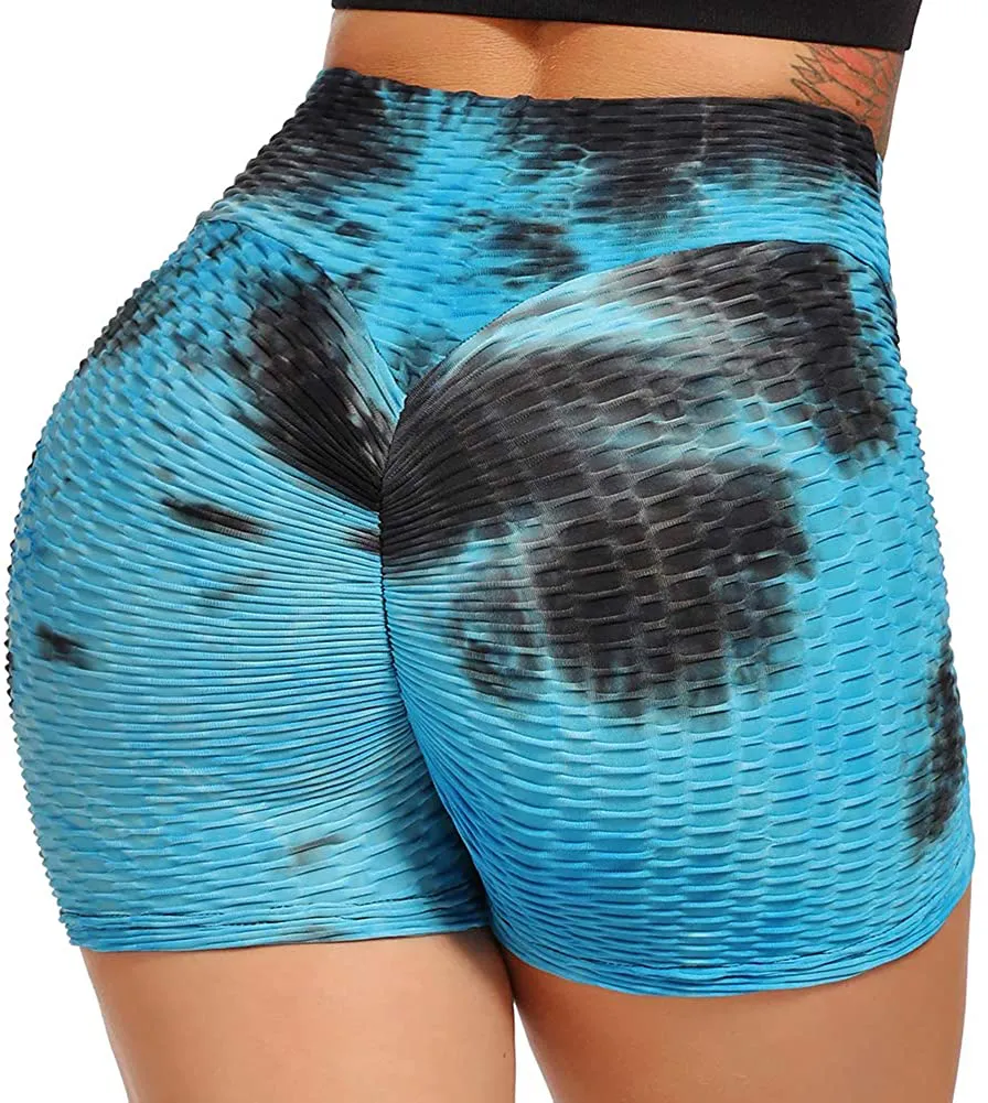 SEASUM Women Workout Shorts Brazilian Textured Booty Leggings Shorts Anti-Cellulite Scrunch Butt Lift