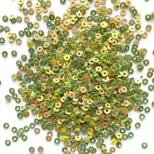 Sequins - Flat- Circle - 3mm - Green Gold with Copper Lights (S232)