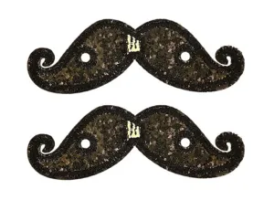 Shwings Shoe Accessories: Black Sparkle Handlebar Mustache