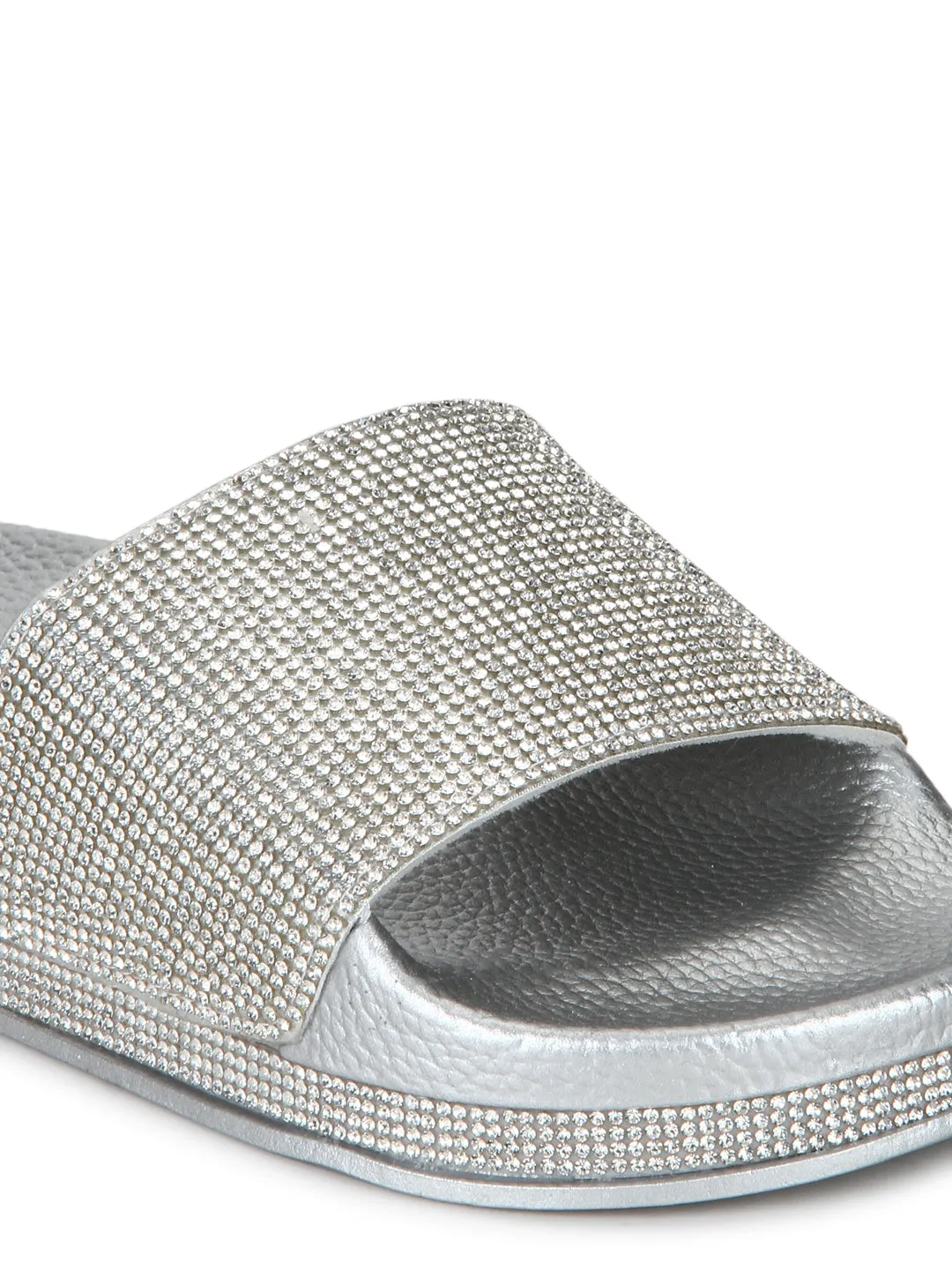 Silver Diamante Flats