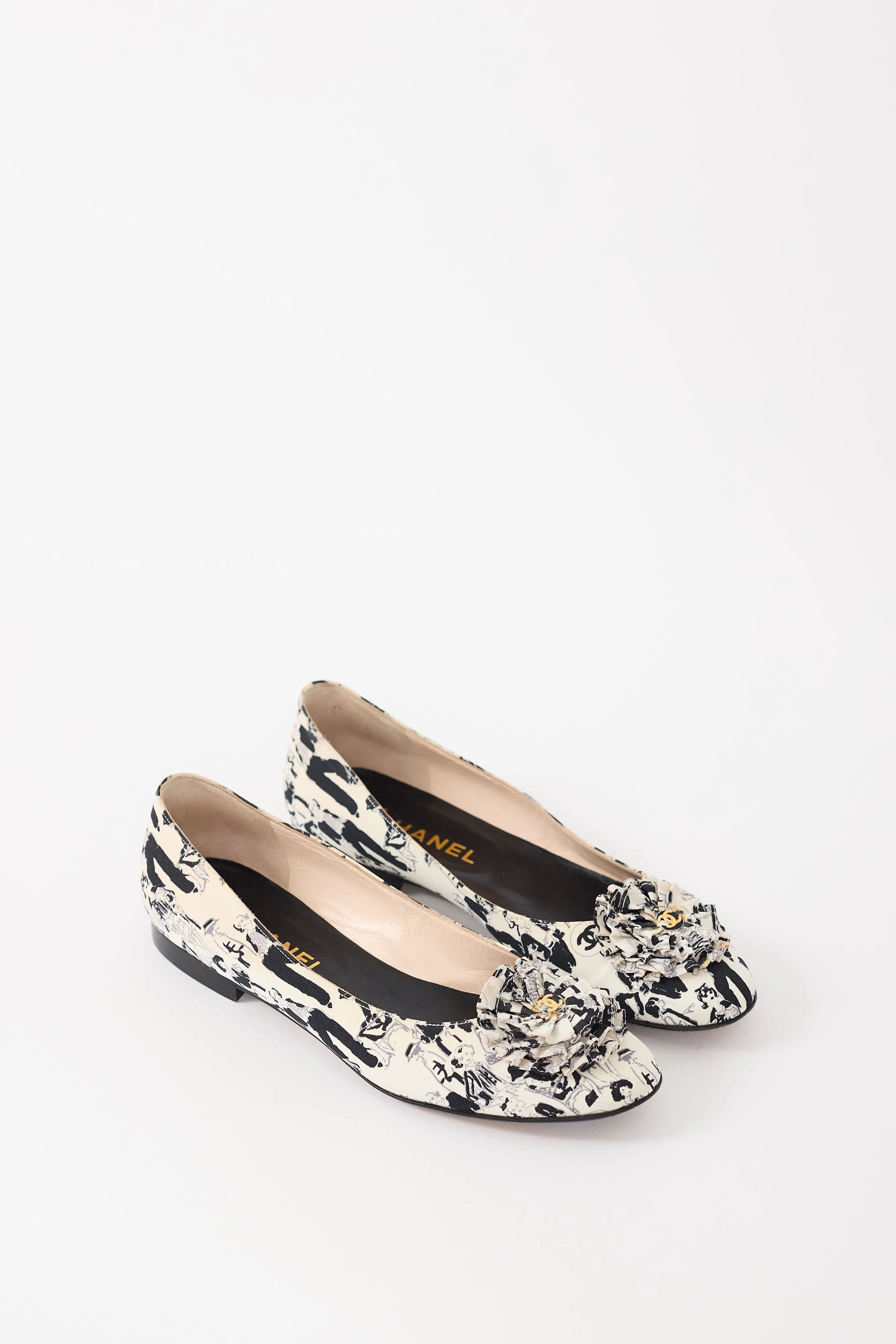 Spring 2003 White & Black Printed CC Ballet Flat