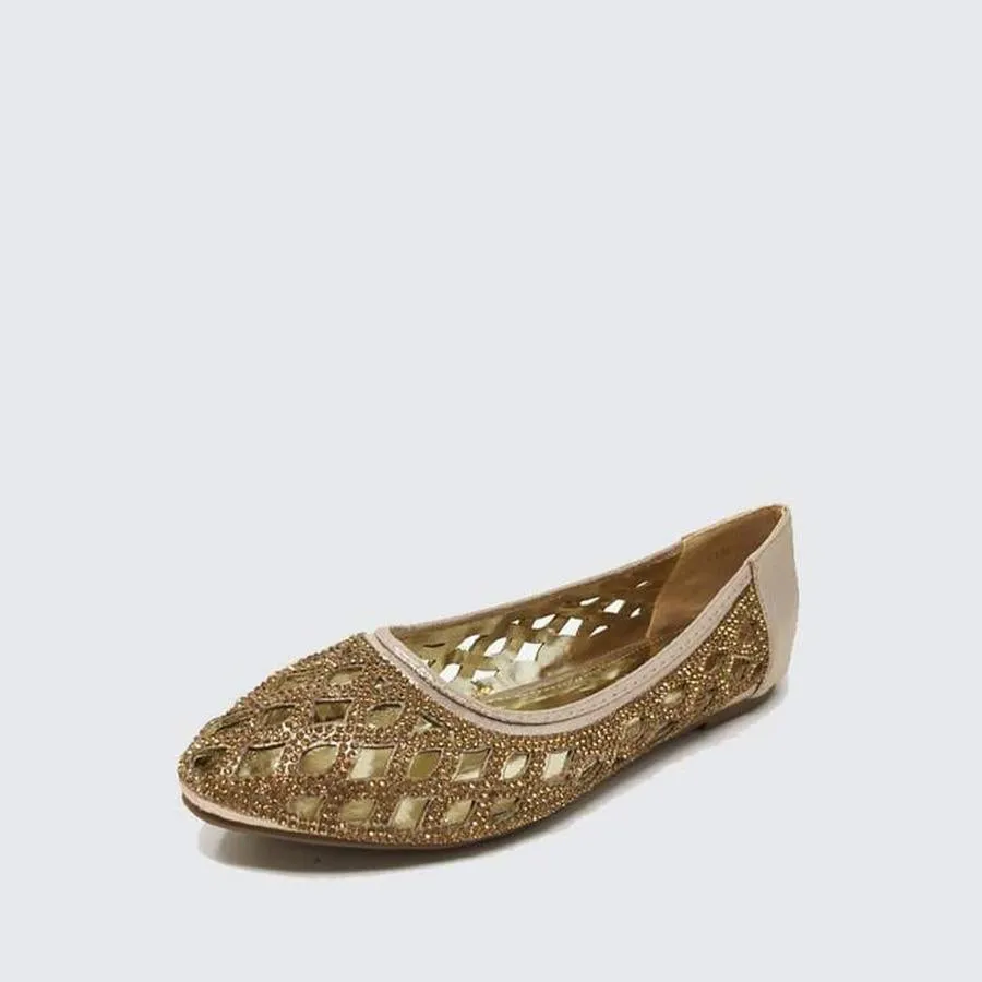 Stella Flat Diamante Cut Out Detail Shoe