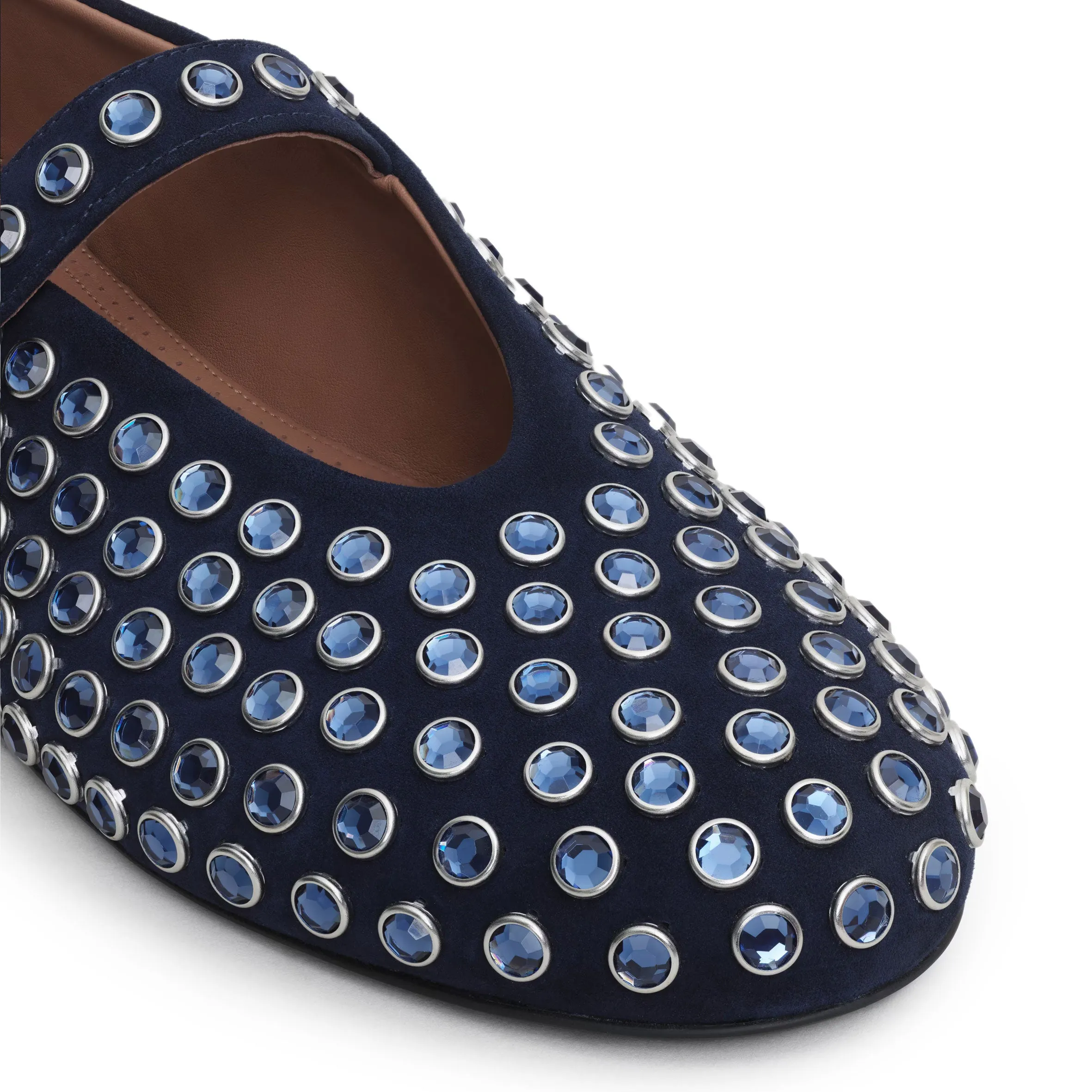 Strass Ballet Flats, Blue Suede