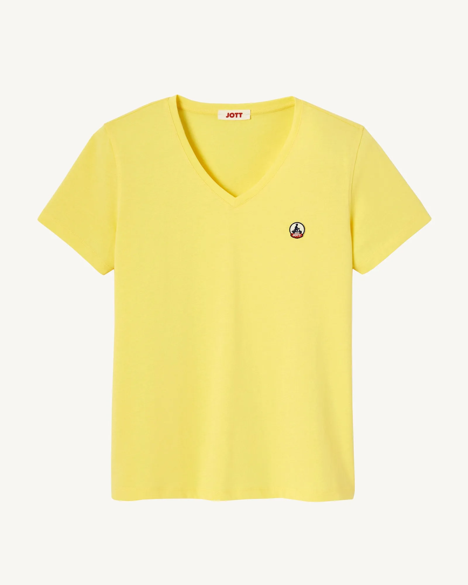 T-shirt uni col V femme en coton biologique Jaune clair Cancun