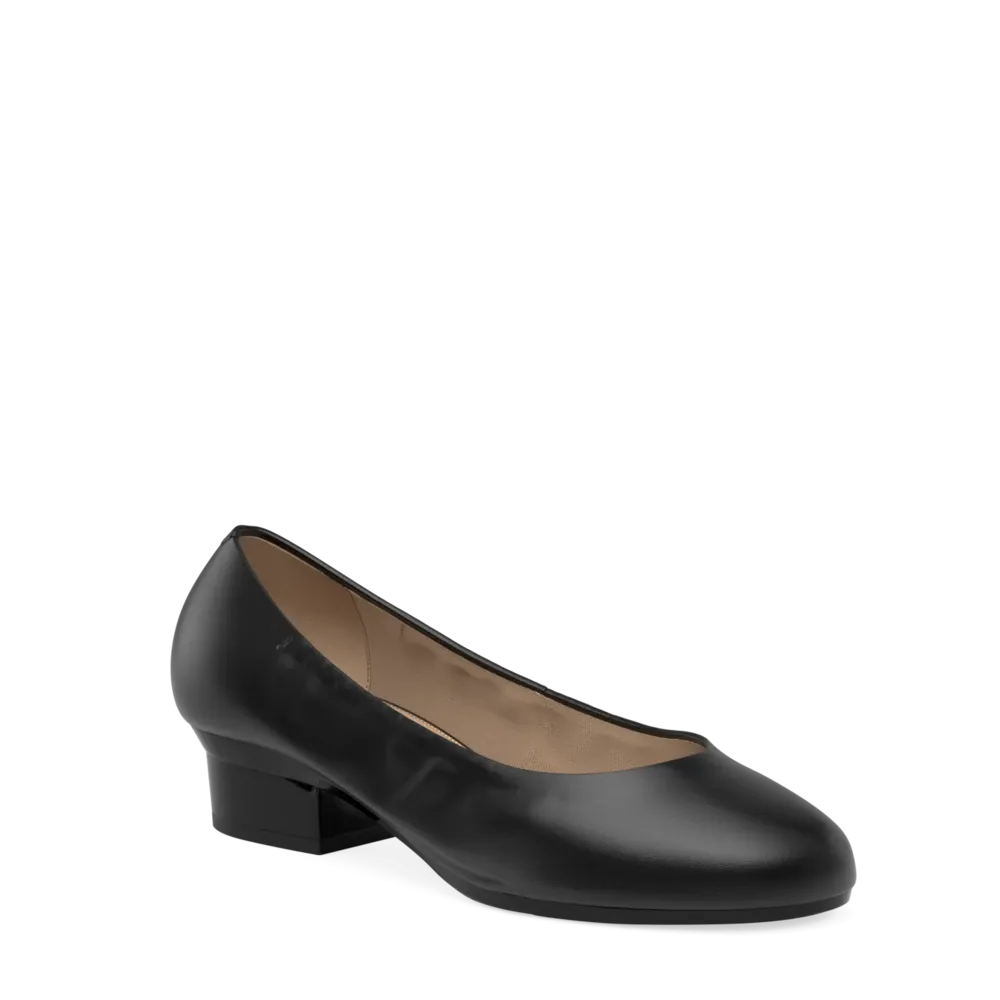 The Ballet Pump - Coal Stretch Leather 3 Block