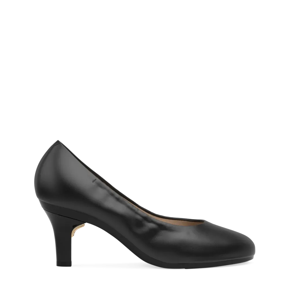 The Ballet Pump - Coal Stretch Leather 3 Stiletto