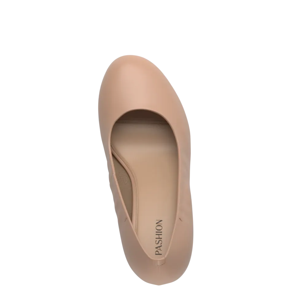 The Ballet Pump - Latte Stretch Leather Flat