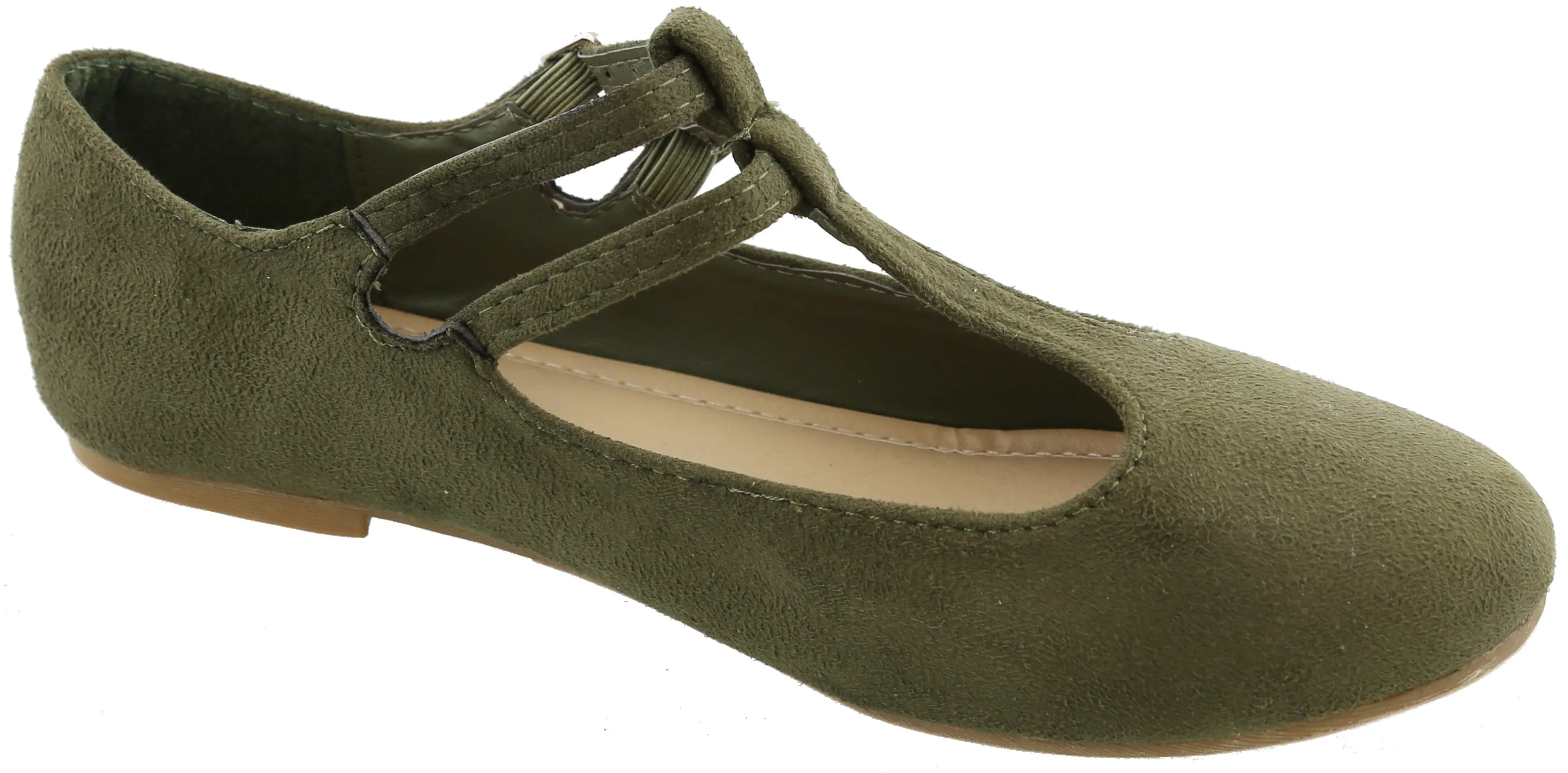 Top Moda Women's Closed Round Toe Mary Jane Buckle Double T-Strap Ballet Flat