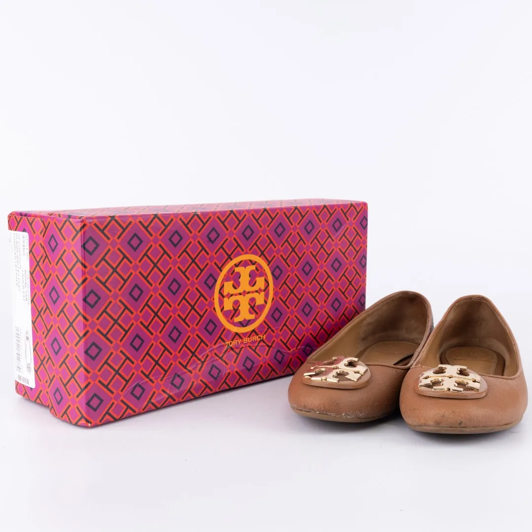 Tory Burch Brown Leather Reva Ballet Flats