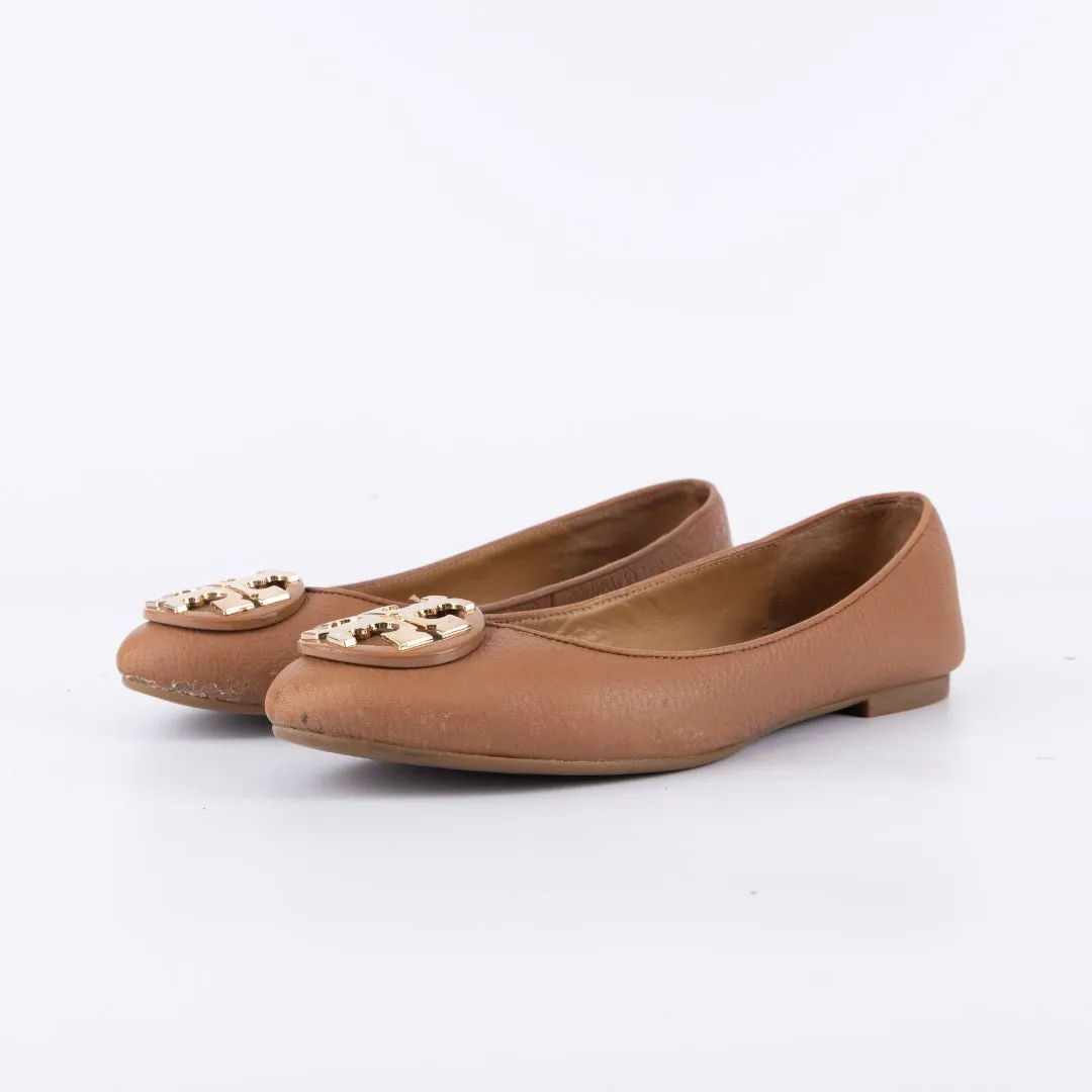 Tory Burch Brown Leather Reva Ballet Flats