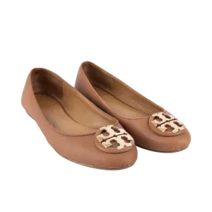 Tory Burch Brown Leather Reva Ballet Flats