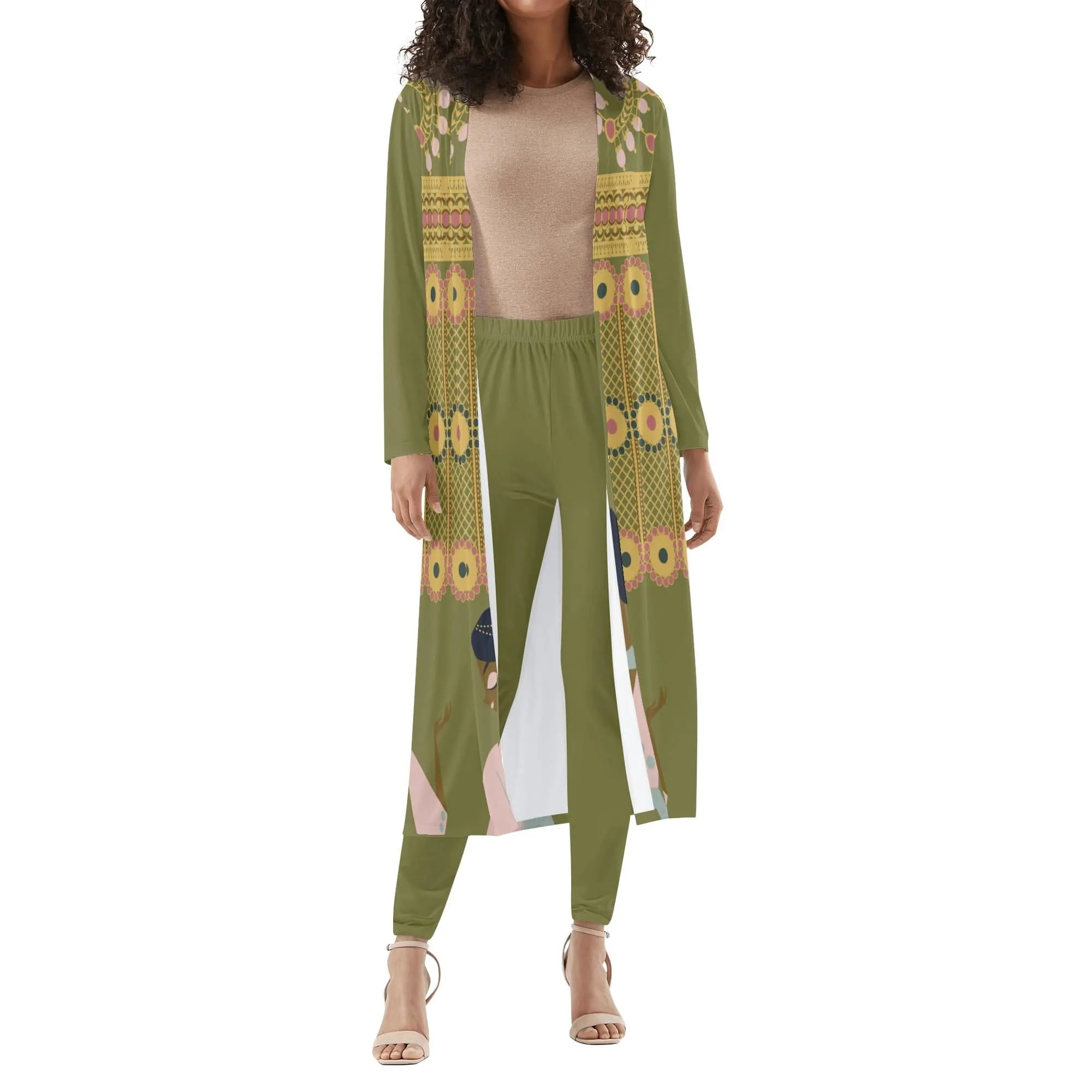 Touch of India Women's Long Sleeve Cardigan and Leggings Set