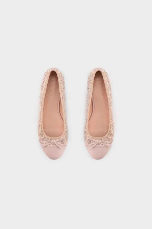 TWEED ROUND TOE BALLERINA FLAT