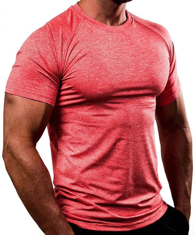 Vedo GYM Shirts Dropshipping Custom Logo Polyester Short Sleeve Slim Fit Workout Clothing Men Fitted Fitness Muscle GYM Shirt