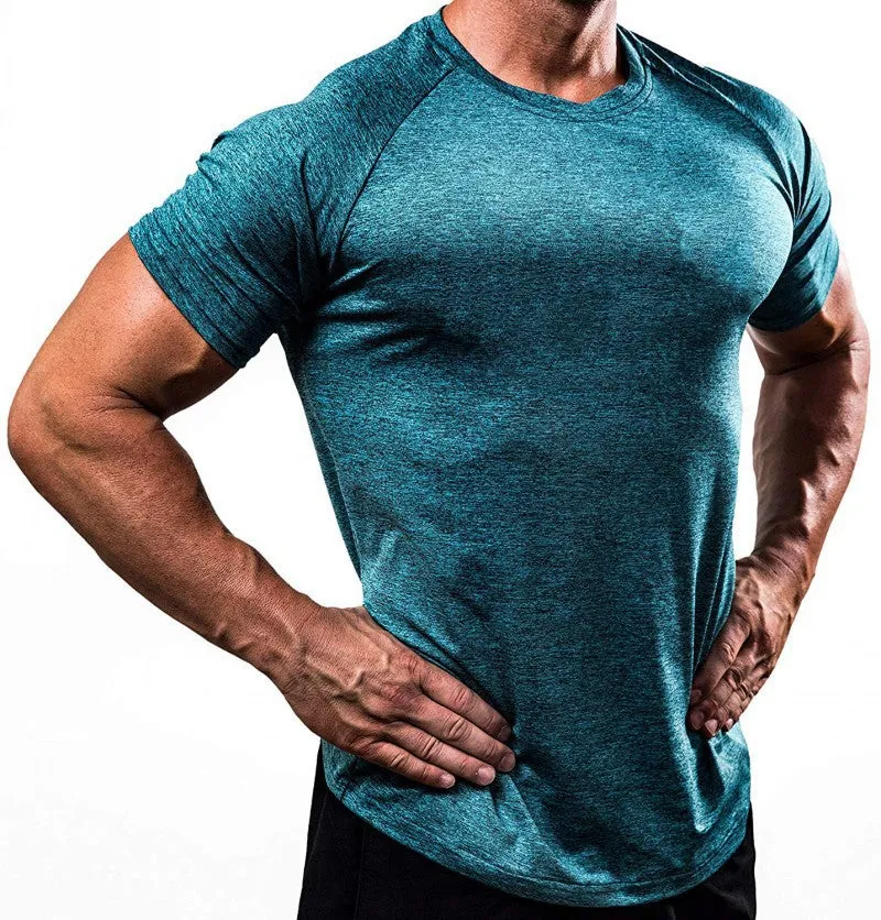 Vedo GYM Shirts Dropshipping Custom Logo Polyester Short Sleeve Slim Fit Workout Clothing Men Fitted Fitness Muscle GYM Shirt