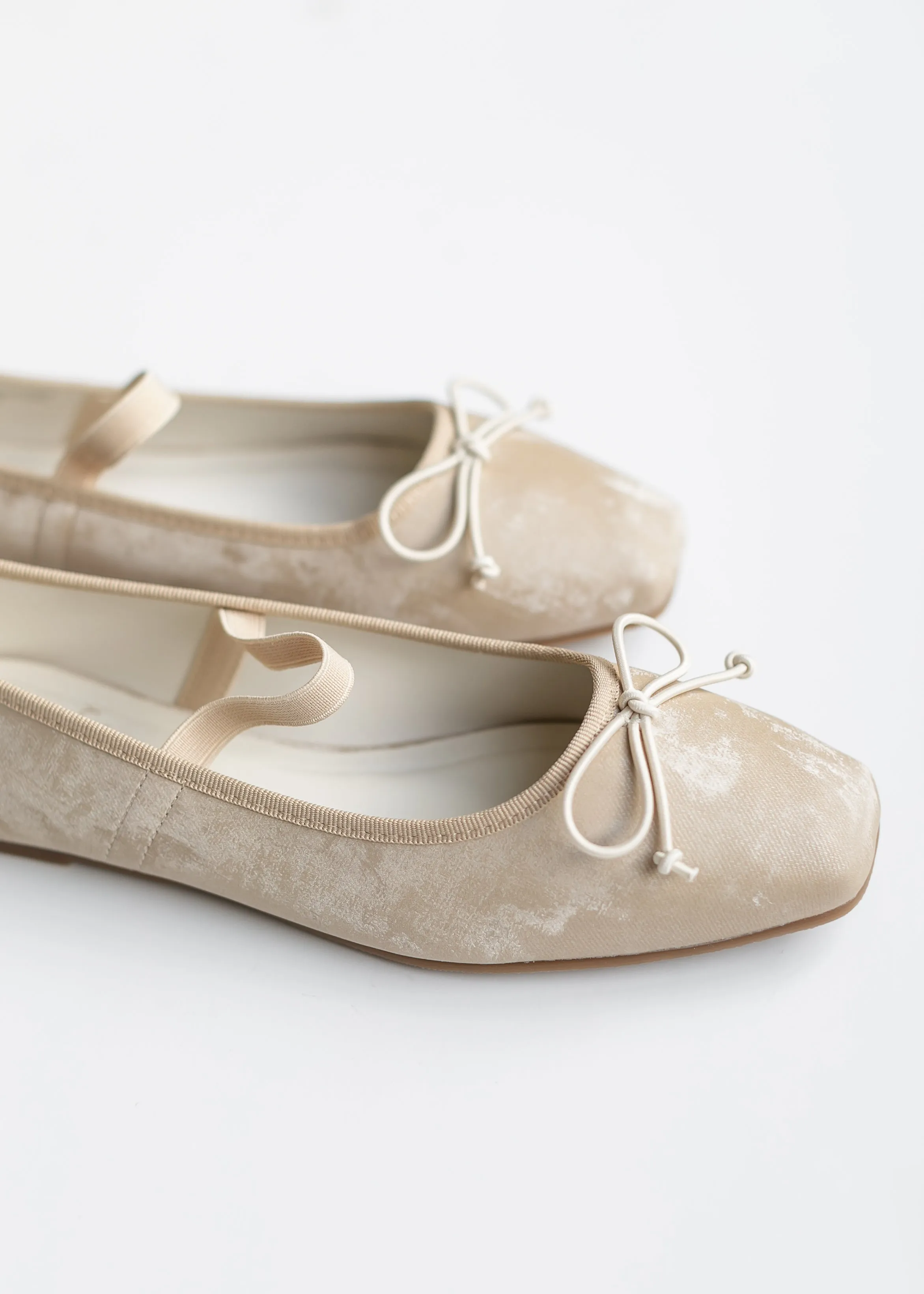 Velvet Square Toe Bow Flat - FINAL SALE