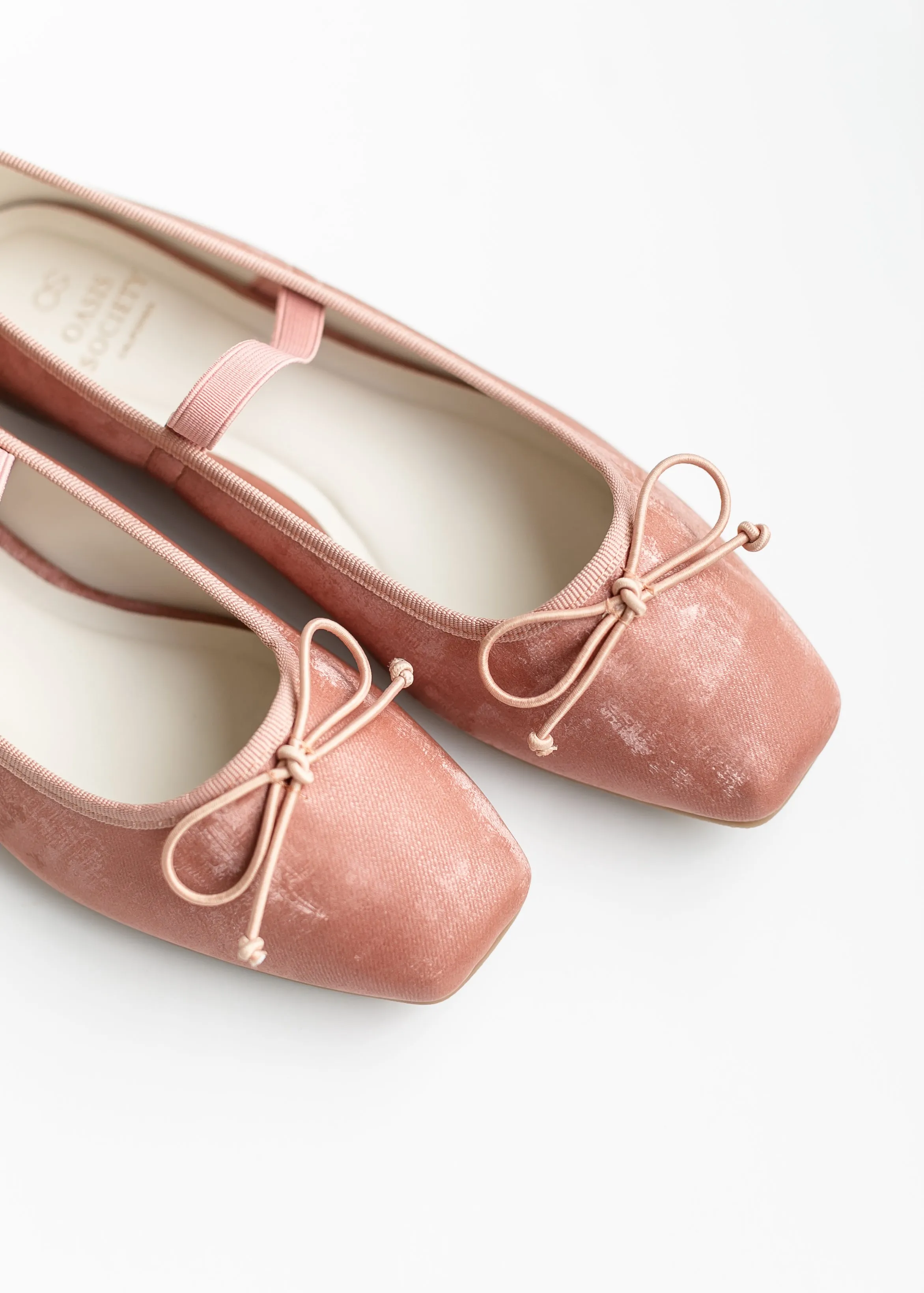 Velvet Square Toe Bow Flat - FINAL SALE