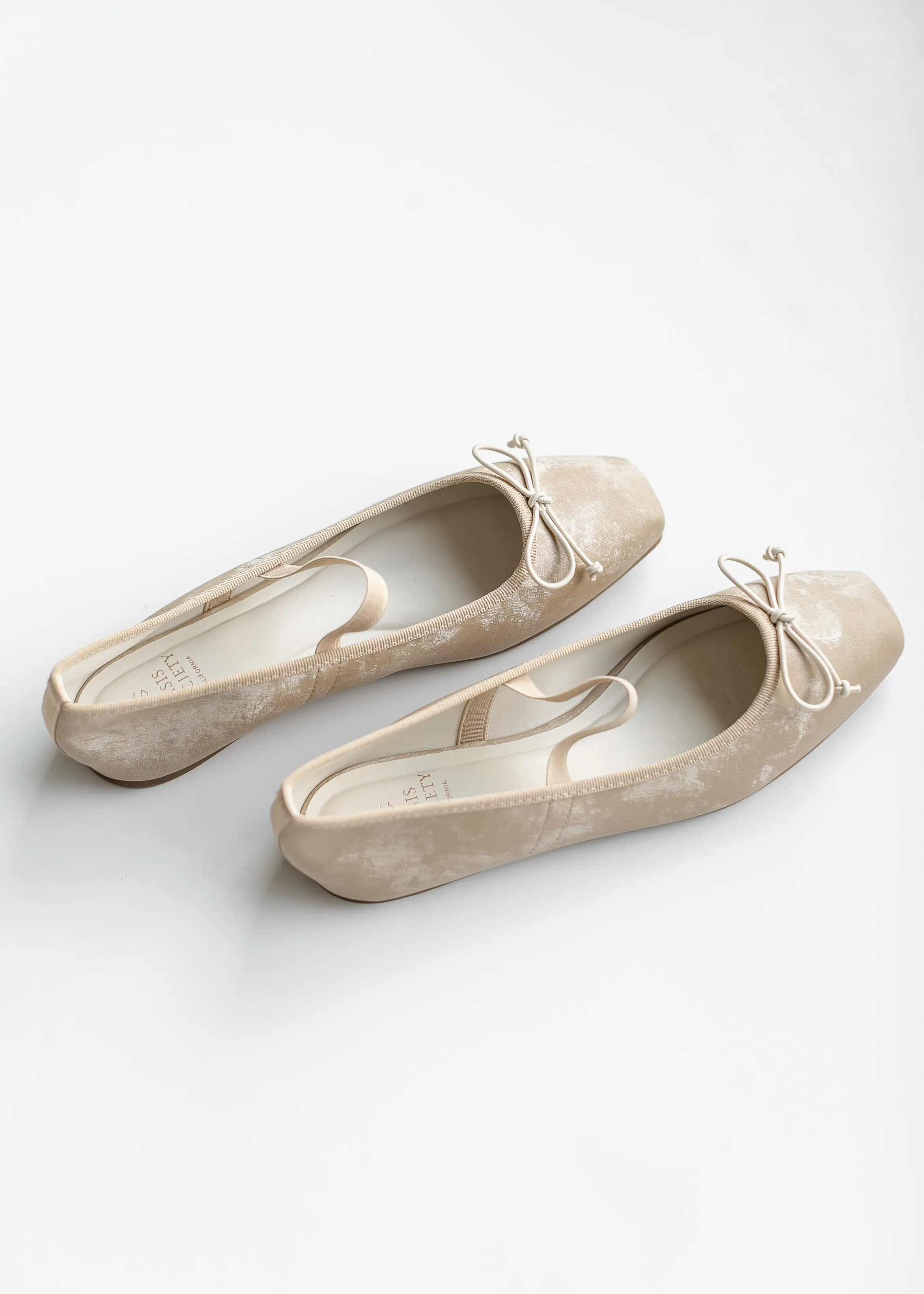 Velvet Square Toe Bow Flat - FINAL SALE