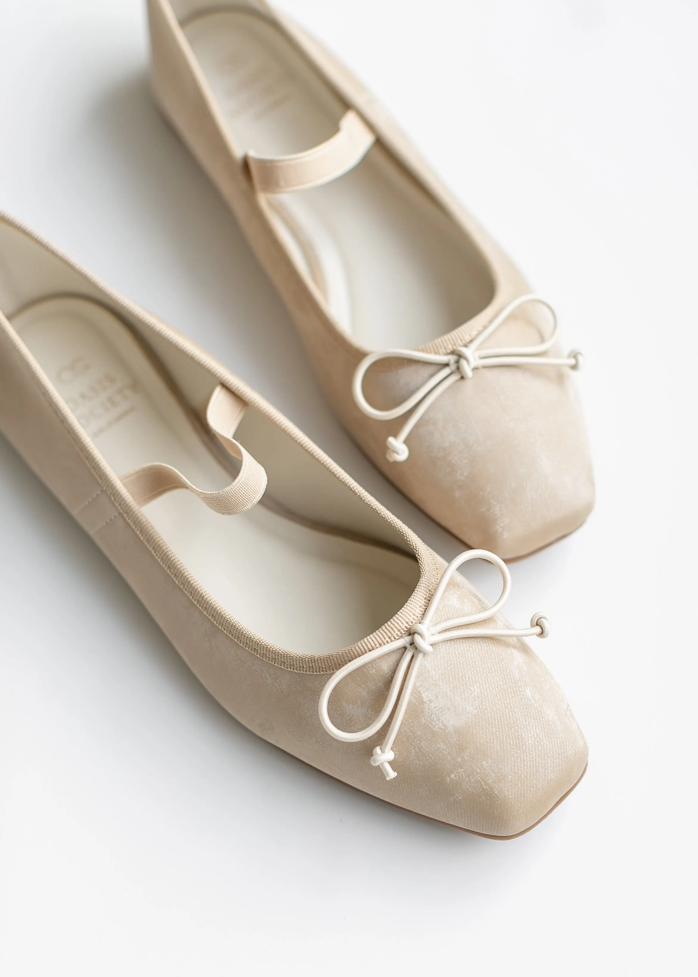 Velvet Square Toe Bow Flat - FINAL SALE