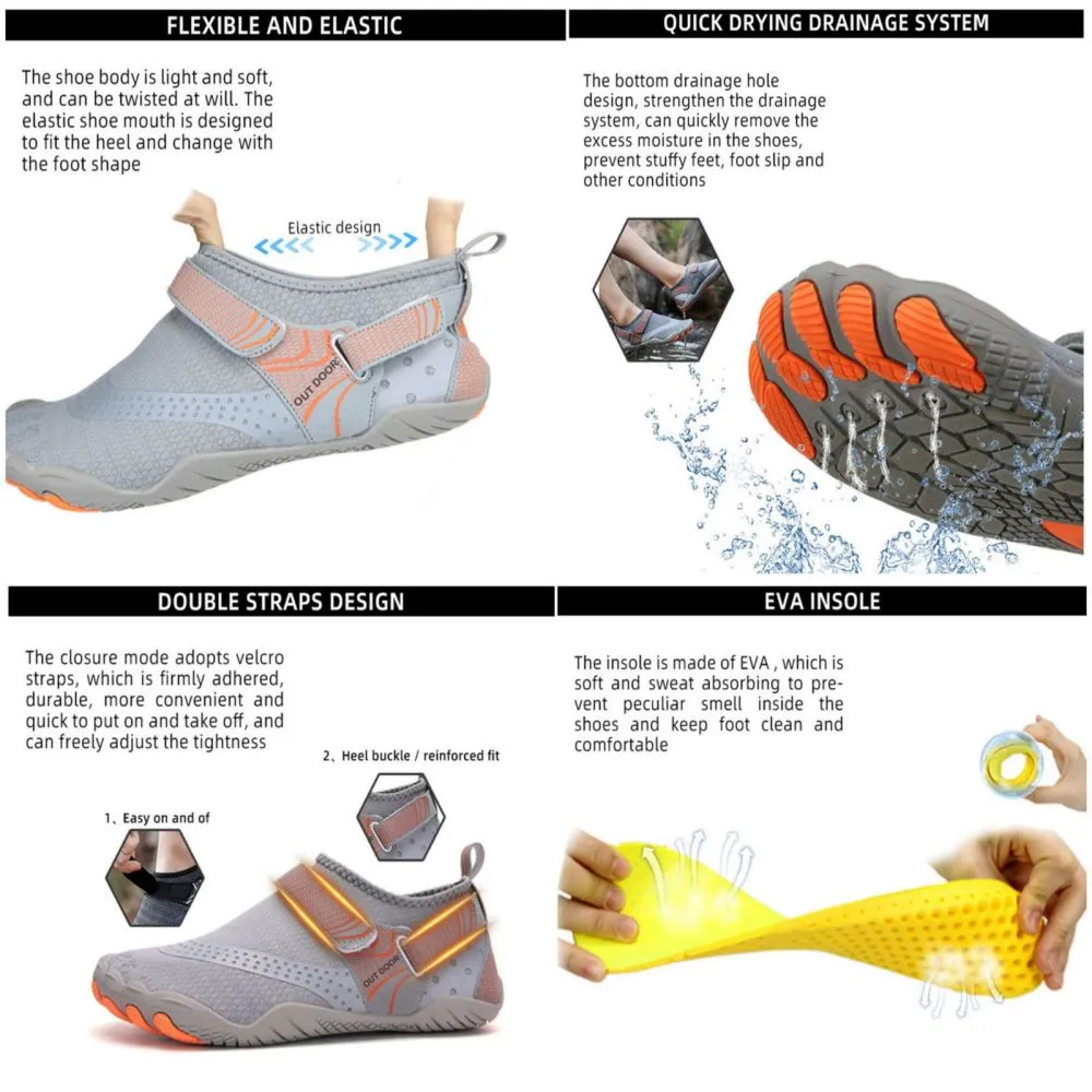 Water Shoes Men Women Barefoot Quick Dry Aqua Sports Shoes - Black Size EU47 = US12