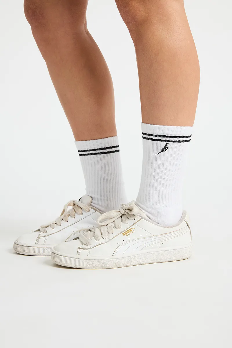 White Budgy Crew Socks