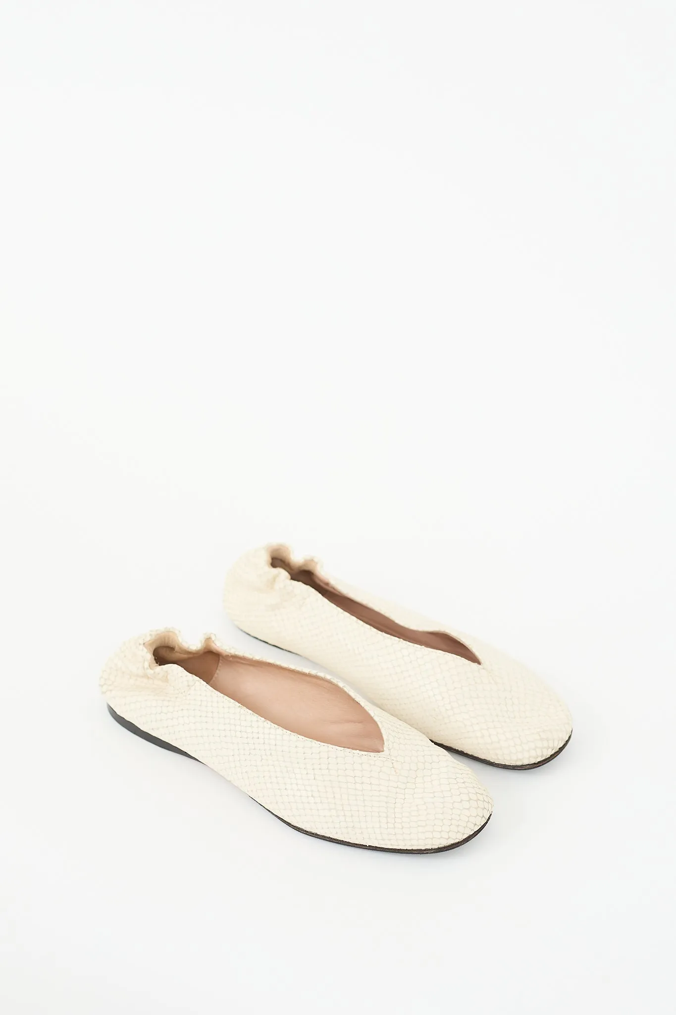 White Textured Leather Oddry Ballet Flat